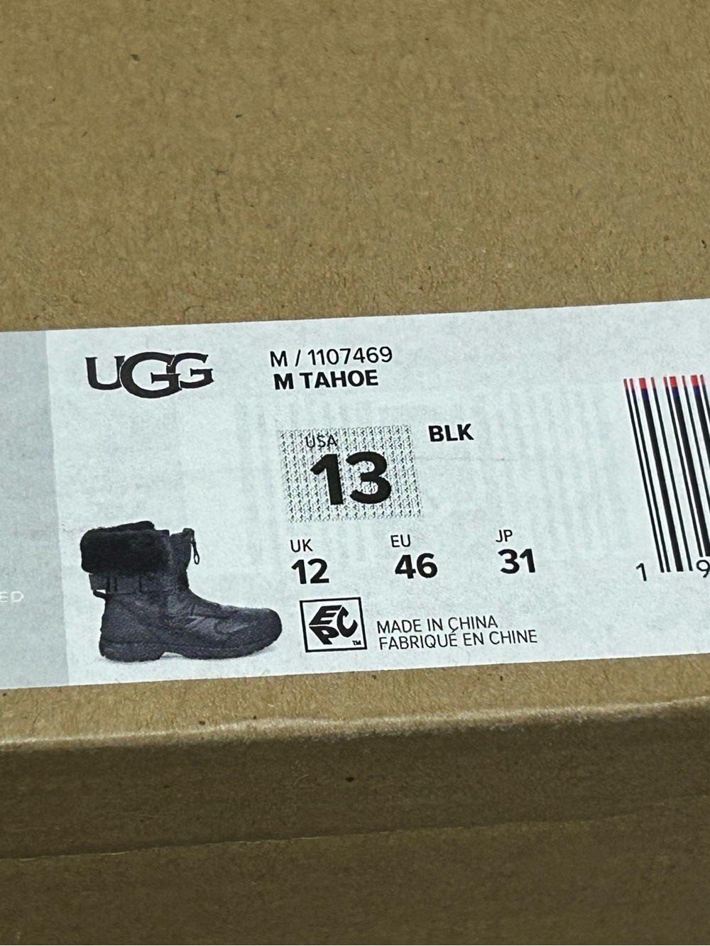 UGGs Men's Tahoe Black Rated To Watwrproof Boots - Picture 6 of 6